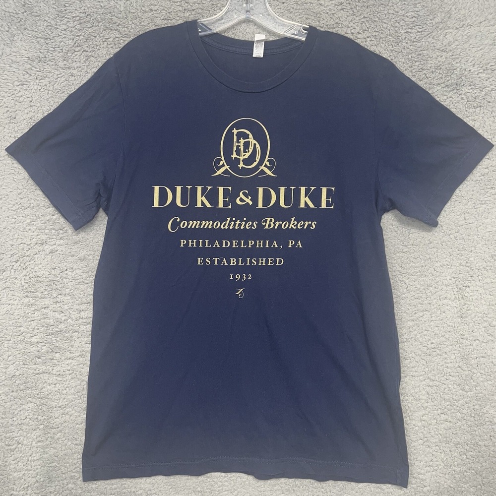 VTG Trading Places T Shirt Men's Size L Blue Duke & Duke Film Inspired Merch Tee